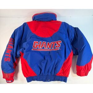 Vintage NY Giants Triple FAT Goose Puffer Jacket Mens Large Team NFL Blue Red